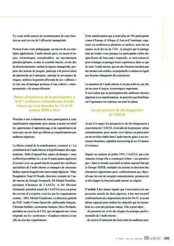 N°193 - fév 2009 L'audit interne : un cadre de référence en évolution page 35