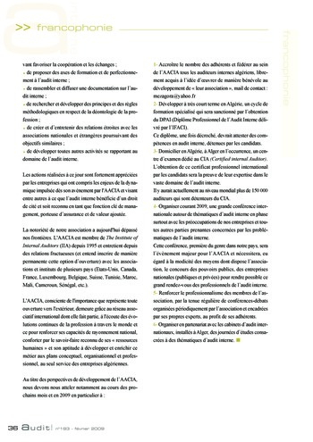 N°193 - fév 2009 L'audit interne : un cadre de référence en évolution page 36