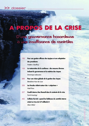 N°194 - avr 2009 A propos de la crise : D'une gouvernance hasardeuse à une insuffisance de contrôles page 15