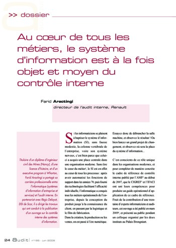 N°195 - juin 2009 Le contrôle interne du système d'information page 24