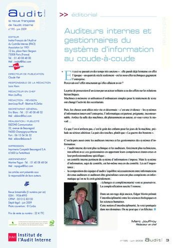 N°195 - juin 2009 Le contrôle interne du système d'information page 3