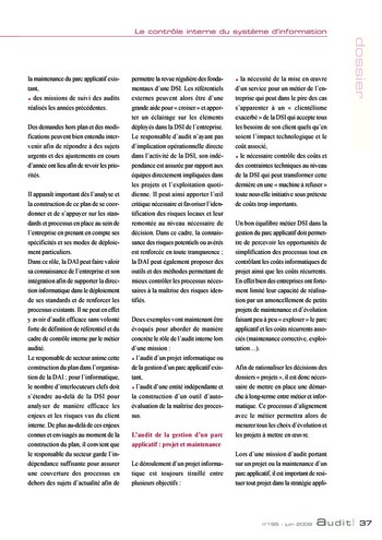 N°195 - juin 2009 Le contrôle interne du système d'information page 37