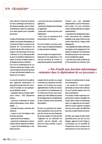 N°195 - juin 2009 Le contrôle interne du système d'information page 38