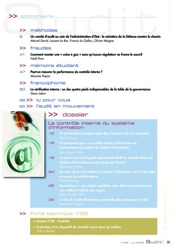N°195 - juin 2009 Le contrôle interne du système d'information page 5