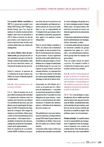 N°196 - sept 2009 L'auditeur interne acteur de la gouvernance ? page 35
