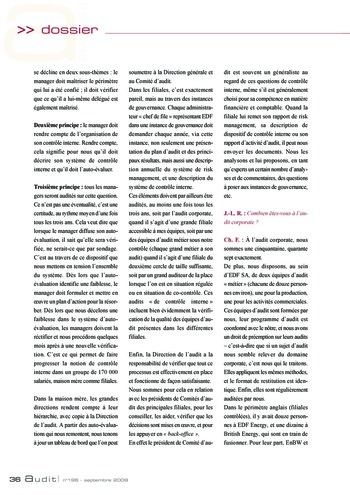 N°196 - sept 2009 L'auditeur interne acteur de la gouvernance ? page 36