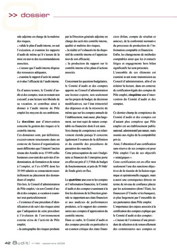 N°196 - sept 2009 L'auditeur interne acteur de la gouvernance ? page 42