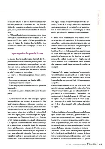 N°196 - sept 2009 L'auditeur interne acteur de la gouvernance ? page 47