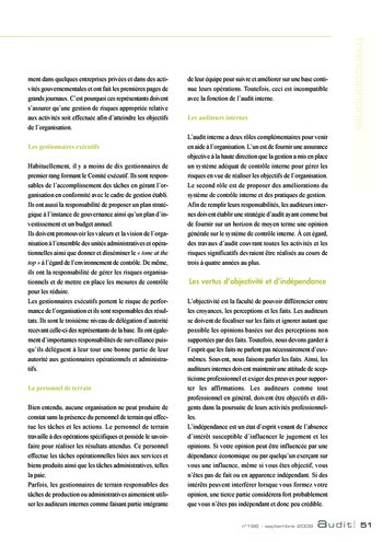 N°196 - sept 2009 L'auditeur interne acteur de la gouvernance ? page 51