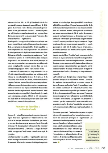 N°196 - sept 2009 L'auditeur interne acteur de la gouvernance ? page 53