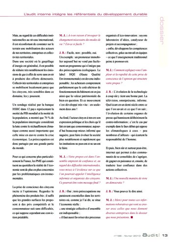 N°198 - fév 2010 L'audit interne intègre les référentiels du développement durable page 13