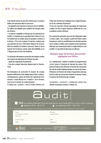 N°198 - fév 2010 L'audit interne intègre les référentiels du développement durable page 36