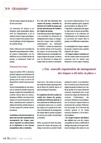 N°199 - avr 2010 L'organisation du contrôle interne au sein des entreprises page 18