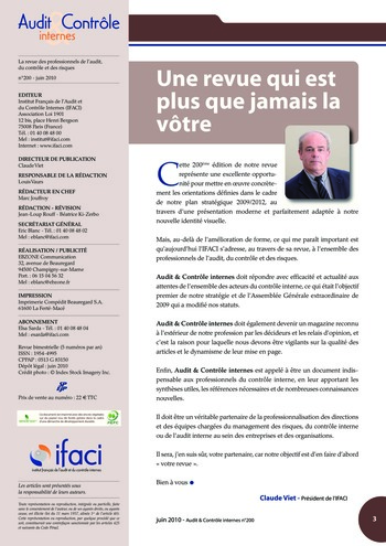 N°200 - juin 2010 Revue Audit & Contrôle internes page 3