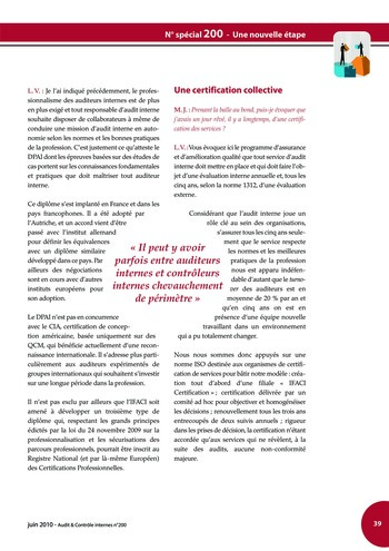 N°200 - juin 2010 Revue Audit & Contrôle internes page 39