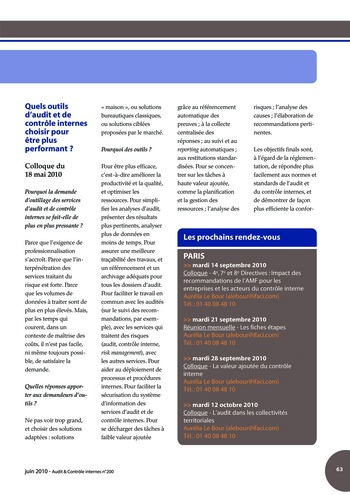 N°200 - juin 2010 Revue Audit & Contrôle internes page 63