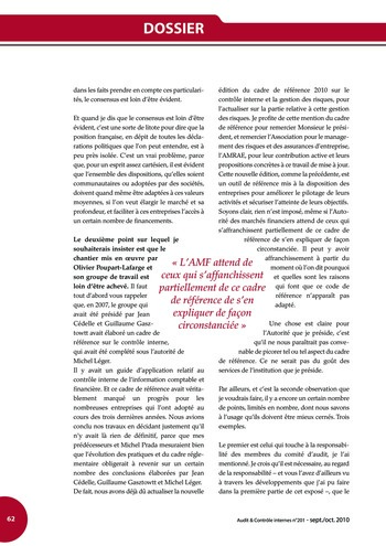 N°201 - sept 2010 Cadre de référence de l’AMF page 62