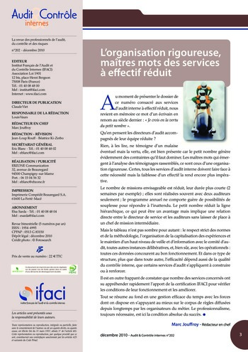 N°202 - déc 2010 L'organisation des petits services d'audit interne page 3