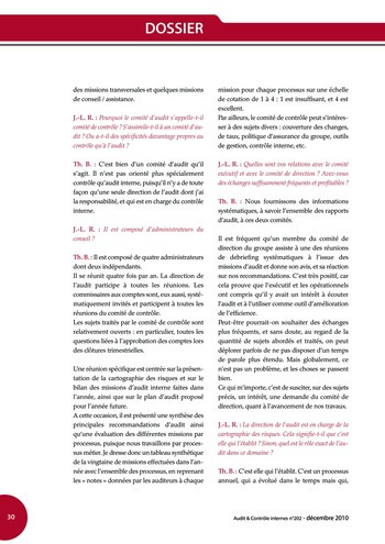 N°202 - déc 2010 L'organisation des petits services d'audit interne page 30