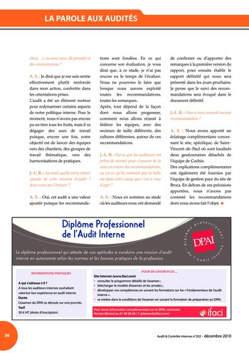 N°202 - déc 2010 L'organisation des petits services d'audit interne page 36