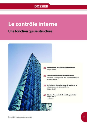N°203 - fév 2011 Le contrôle interne page 21