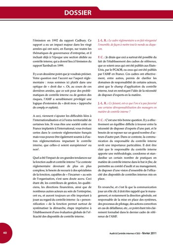 N°203 - fév 2011 Le contrôle interne page 40
