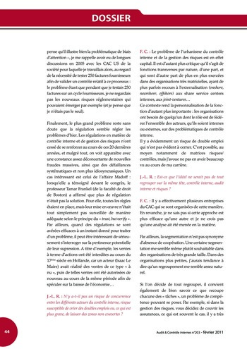 N°203 - fév 2011 Le contrôle interne page 44