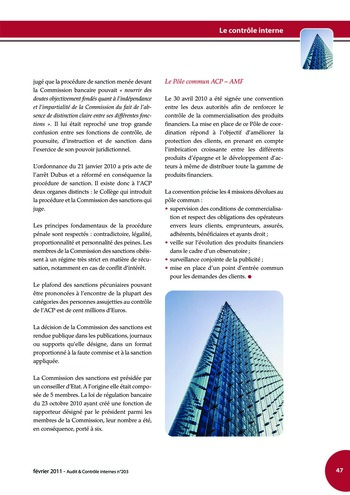 N°203 - fév 2011 Le contrôle interne page 47
