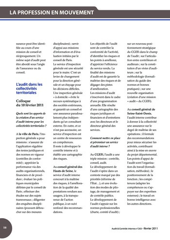 N°203 - fév 2011 Le contrôle interne page 58