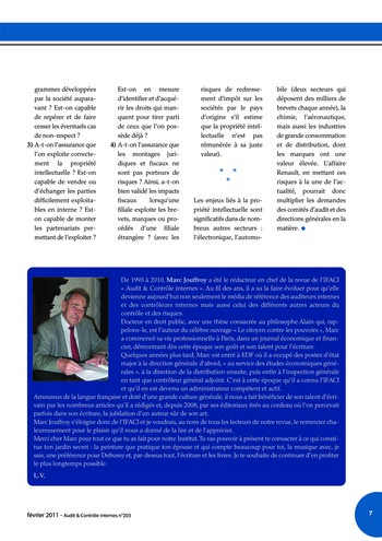 N°203 - fév 2011 Le contrôle interne page 7