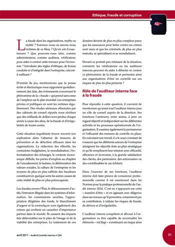 N°204 - avr 2011 Ethique, fraude et corruption page 31