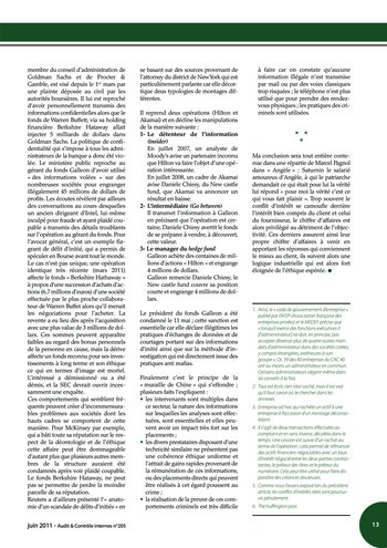 N°205 - juin 2011 Auditeur interne et risk manager page 13