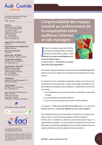 N°205 - juin 2011 Auditeur interne et risk manager page 3