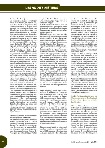 N°205 - juin 2011 Auditeur interne et risk manager page 34
