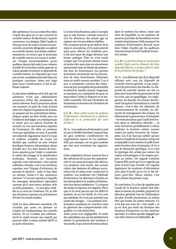 N°205 - juin 2011 Auditeur interne et risk manager page 35
