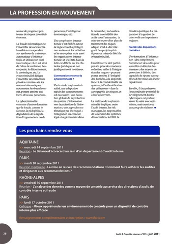 N°205 - juin 2011 Auditeur interne et risk manager page 38