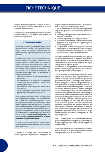 N°205 - juin 2011 Auditeur interne et risk manager page 42