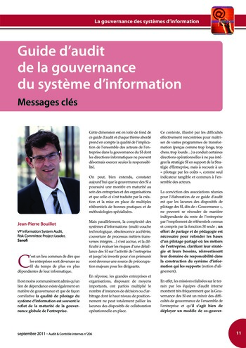N°206 - sept 2011 Gouvernance des systèmes d'information page 11