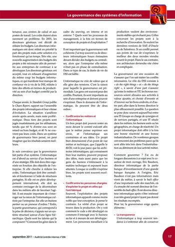 N°206 - sept 2011 Gouvernance des systèmes d'information page 17