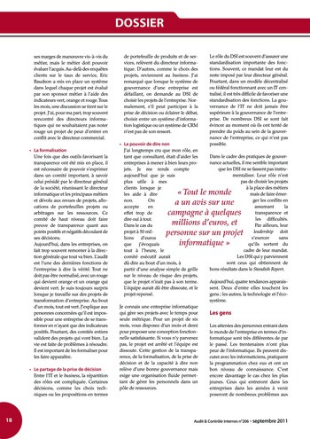 N°206 - sept 2011 Gouvernance des systèmes d'information page 18