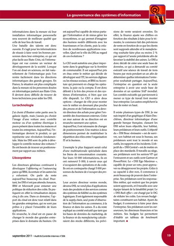 N°206 - sept 2011 Gouvernance des systèmes d'information page 19