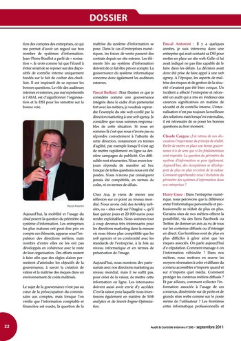 N°206 - sept 2011 Gouvernance des systèmes d'information page 22