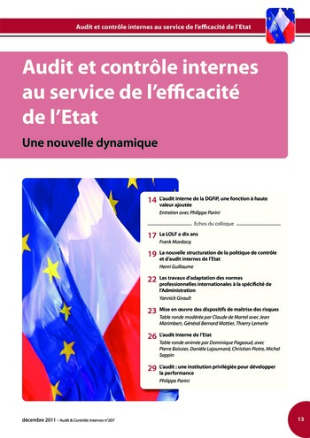 N°207 - déc 2011 Audit et contrôle internes au service de l'efficacité de l'Etat page 13