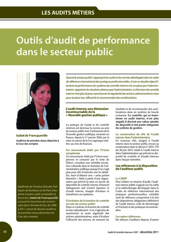 N°207 - déc 2011 Audit et contrôle internes au service de l'efficacité de l'Etat page 32