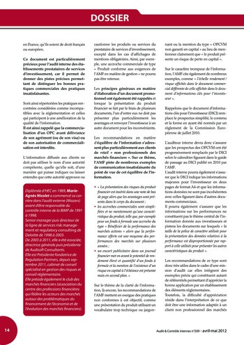 N°209 - avr 2012 Contrôle interne de la relation client et des pratiques commerciales page 14