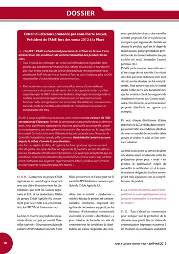 N°209 - avr 2012 Contrôle interne de la relation client et des pratiques commerciales page 18