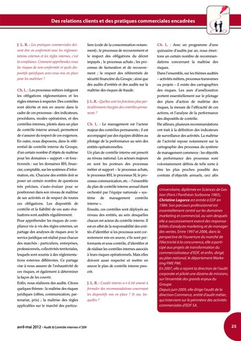 N°209 - avr 2012 Contrôle interne de la relation client et des pratiques commerciales page 25