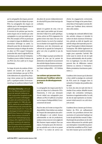 N°209 - avr 2012 Contrôle interne de la relation client et des pratiques commerciales page 29