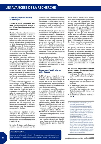 N°209 - avr 2012 Contrôle interne de la relation client et des pratiques commerciales page 36