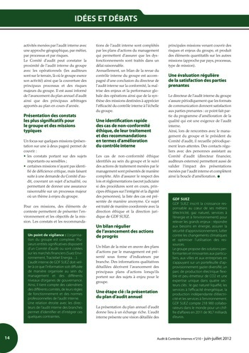 N°210 - juin 2012 Comment l'audit interne peut-il contribuer à la valeur ajoutée des organisations ? page 14